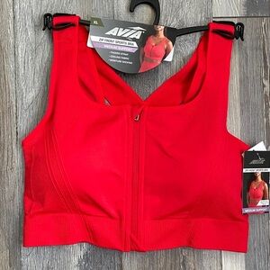 Avia Women's Vibrant Red Zip Sports Bra